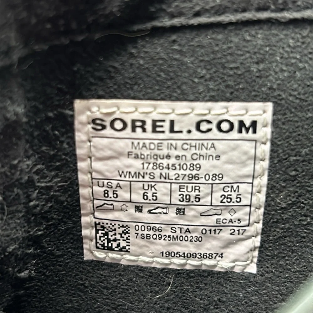 SOREL PDX GRAY LEATHER CANVAS LUG SOLE HIDDEN WEDGE HEEL LACE UP BOOT SIZE 8.5 - Picture 10 of 10